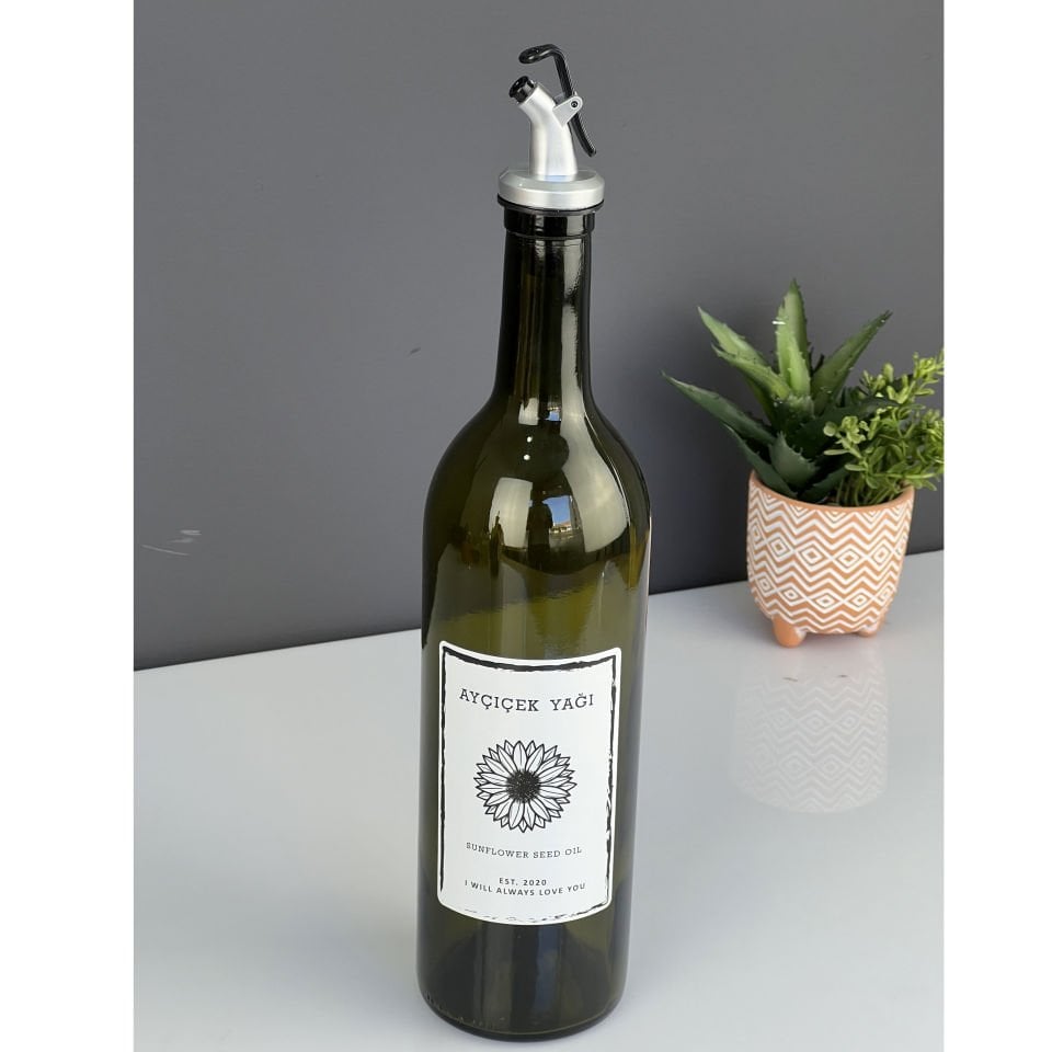 Lüx Dark Green Cam Ayçiçekyağ Şişesi 750 ML
