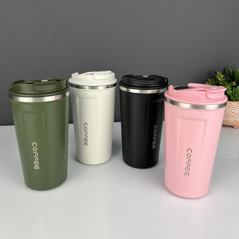 Isı Ölçer Özellikli Metal Termos Kupa 450 Ml Pembe