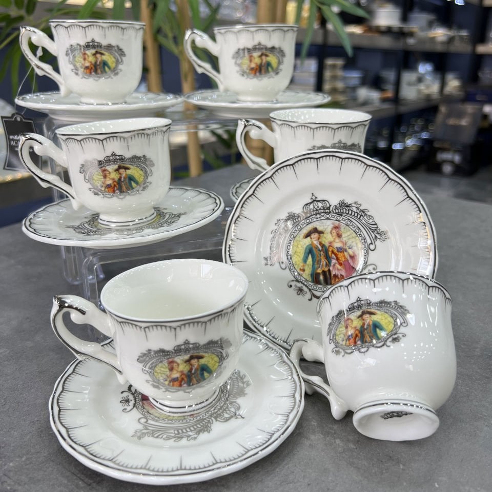 Porselen 6 Lı Vintage İtalyano Fincan Takımı