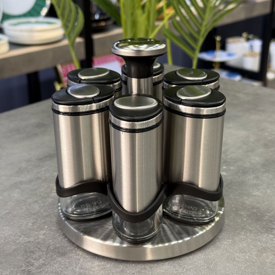 Basil 6 Lı Standlı Metal Baharat Seti
