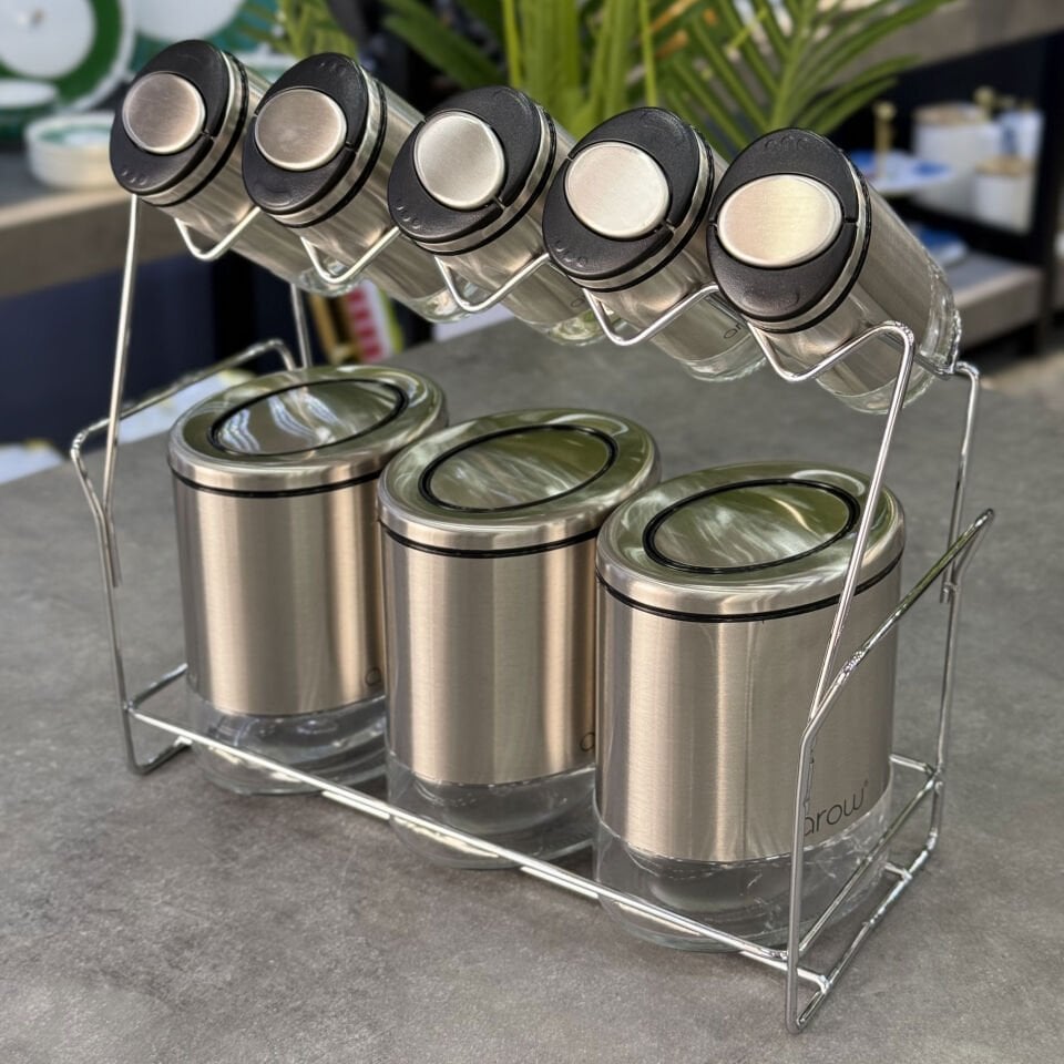 Sage 9 Lu Standlı Metal Baharat Takımı