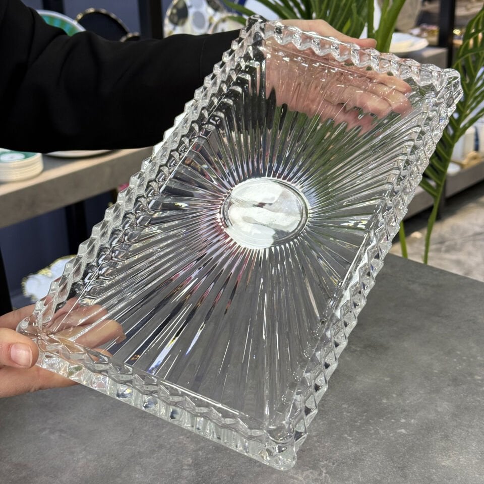 Lüx Fine Kristal Dikdörtgen Sunum Tabağı