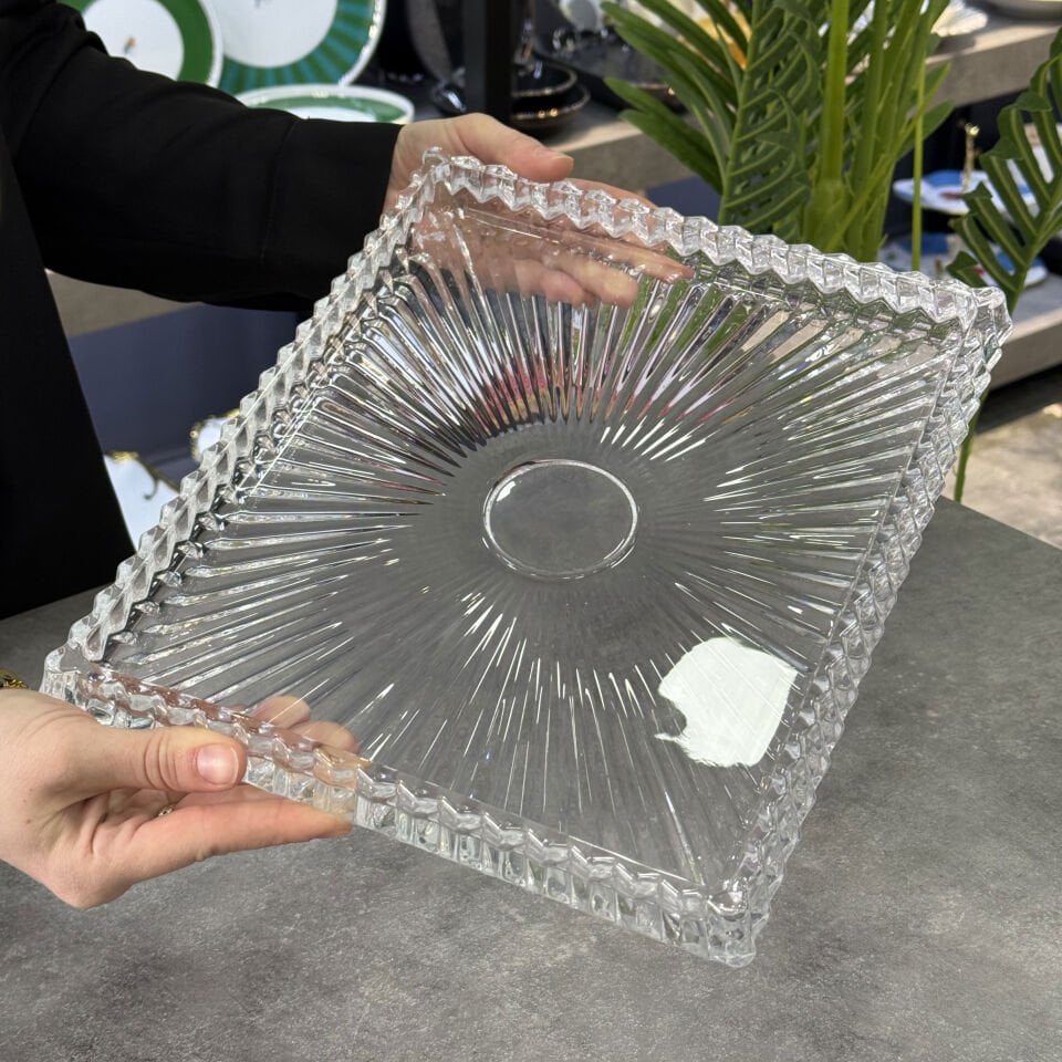 Lüx Fine Kristal Dikdörtgen Sunum Tabağı