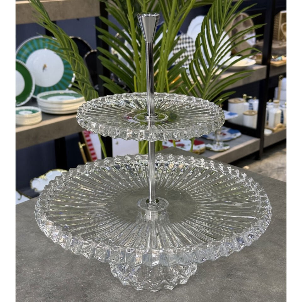 Lüx Fine Kristal 2 Katlı Sunumluk