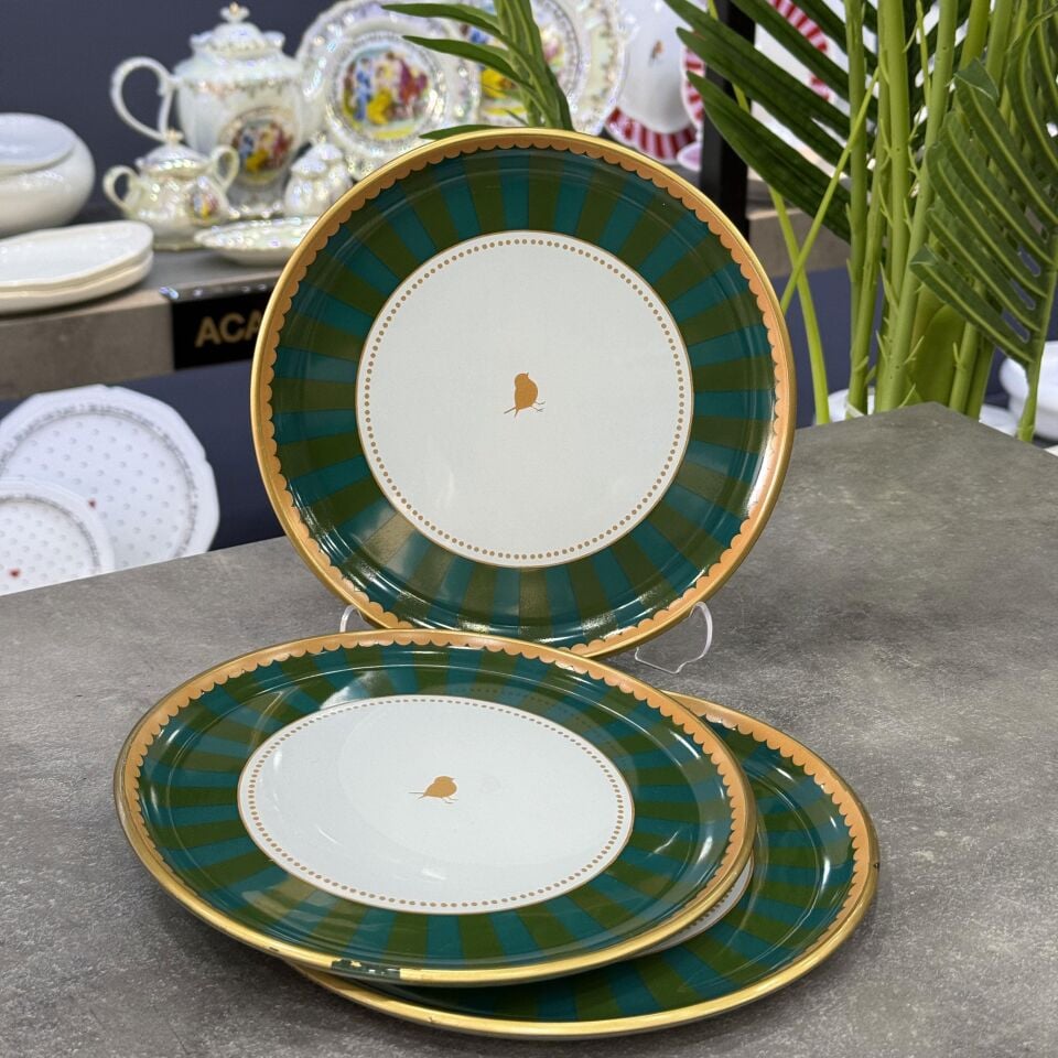 Seri Sonu 0446 3 Lü Pasta Tabağı ( Yaldız silinmesi Mevcut)