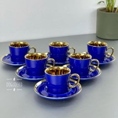 Porselen Bohamian Lacivert Gold 6 Lı Fincan Takımı