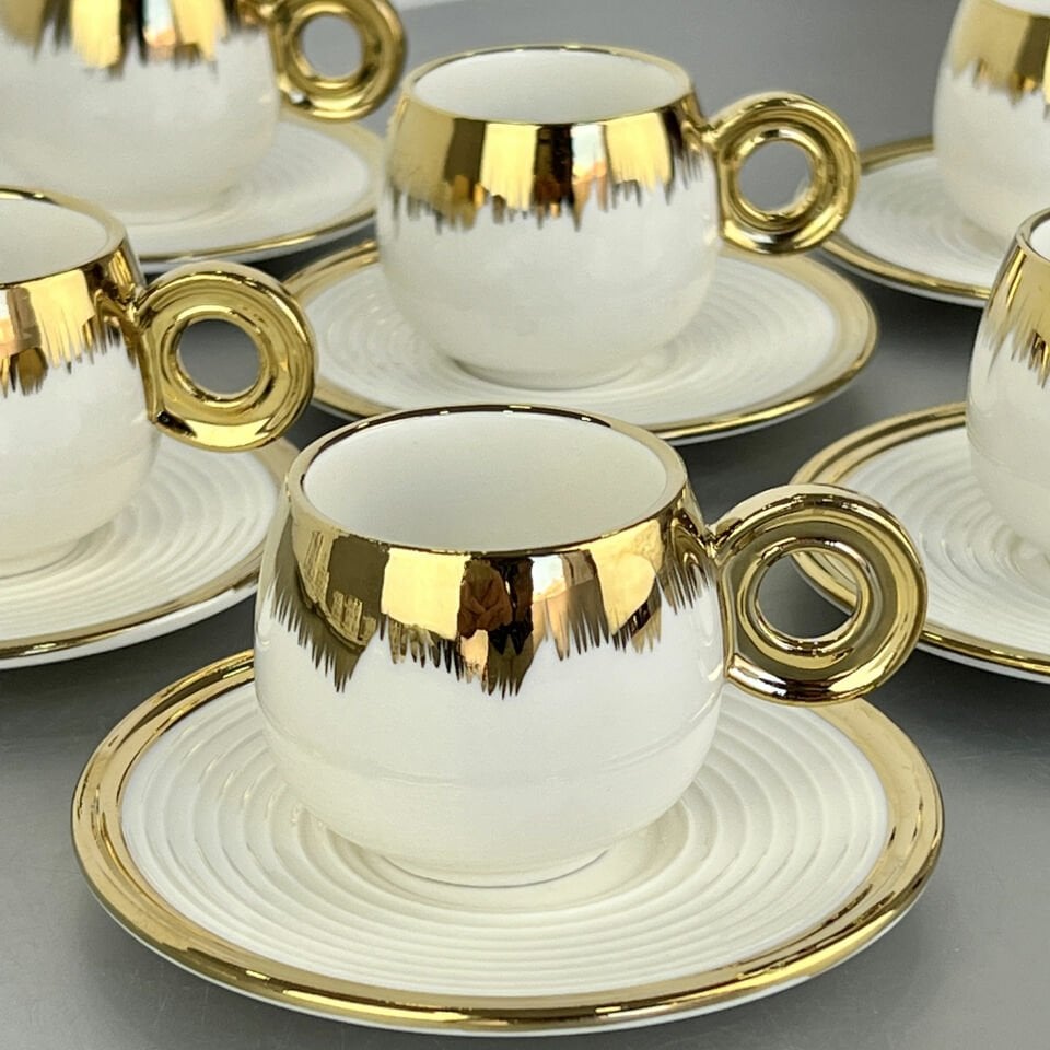 Lüx Venüs Porselen 6 Lı Fincan Takımı Gold
