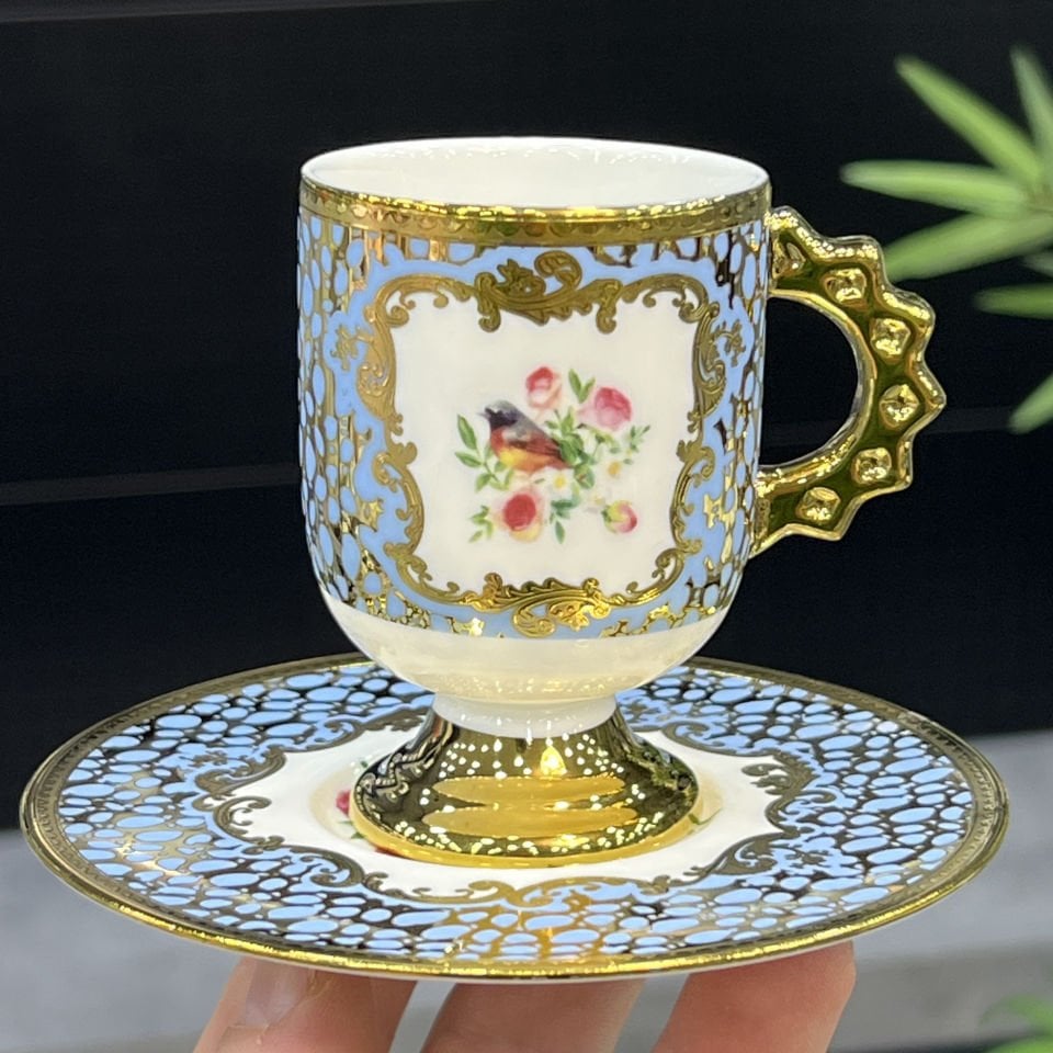 Lüx Porselen 6 Lı Astoria Fincan Takımı Mavi