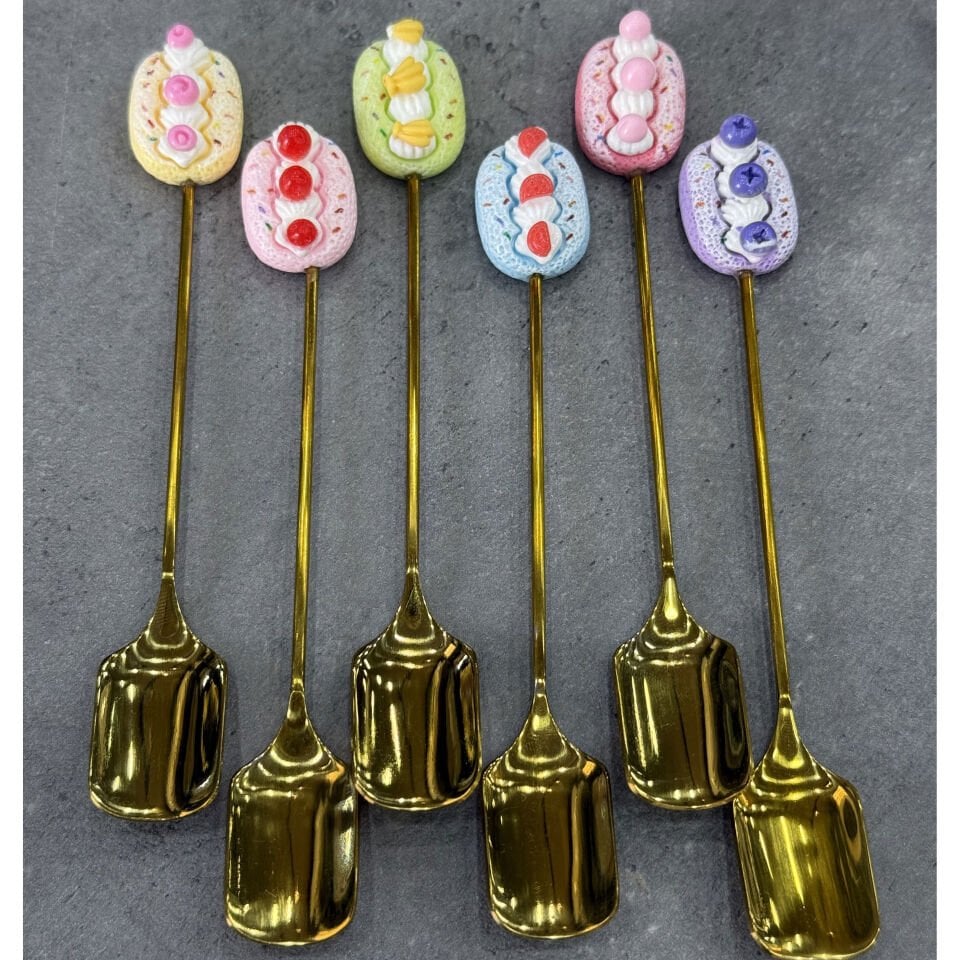 Lüx Figürlü Metal 6 Lı Kaşık Desen 2