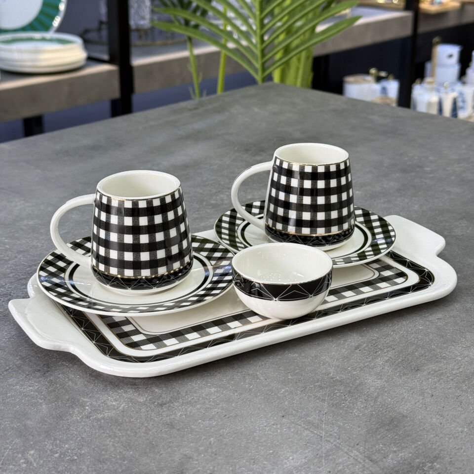 Tepsili 2 Li Fincan Takımı 6 Parça Almond