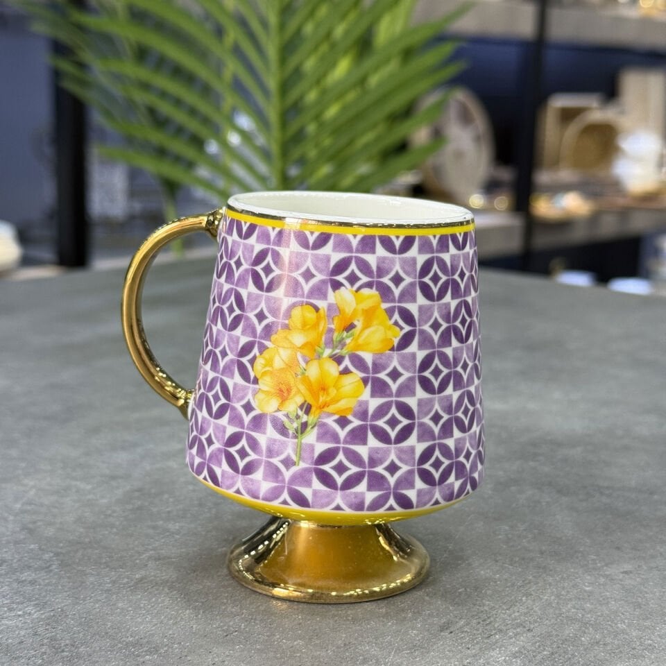 Lüx Porselen Vintage Seraphina Kupa Sarı