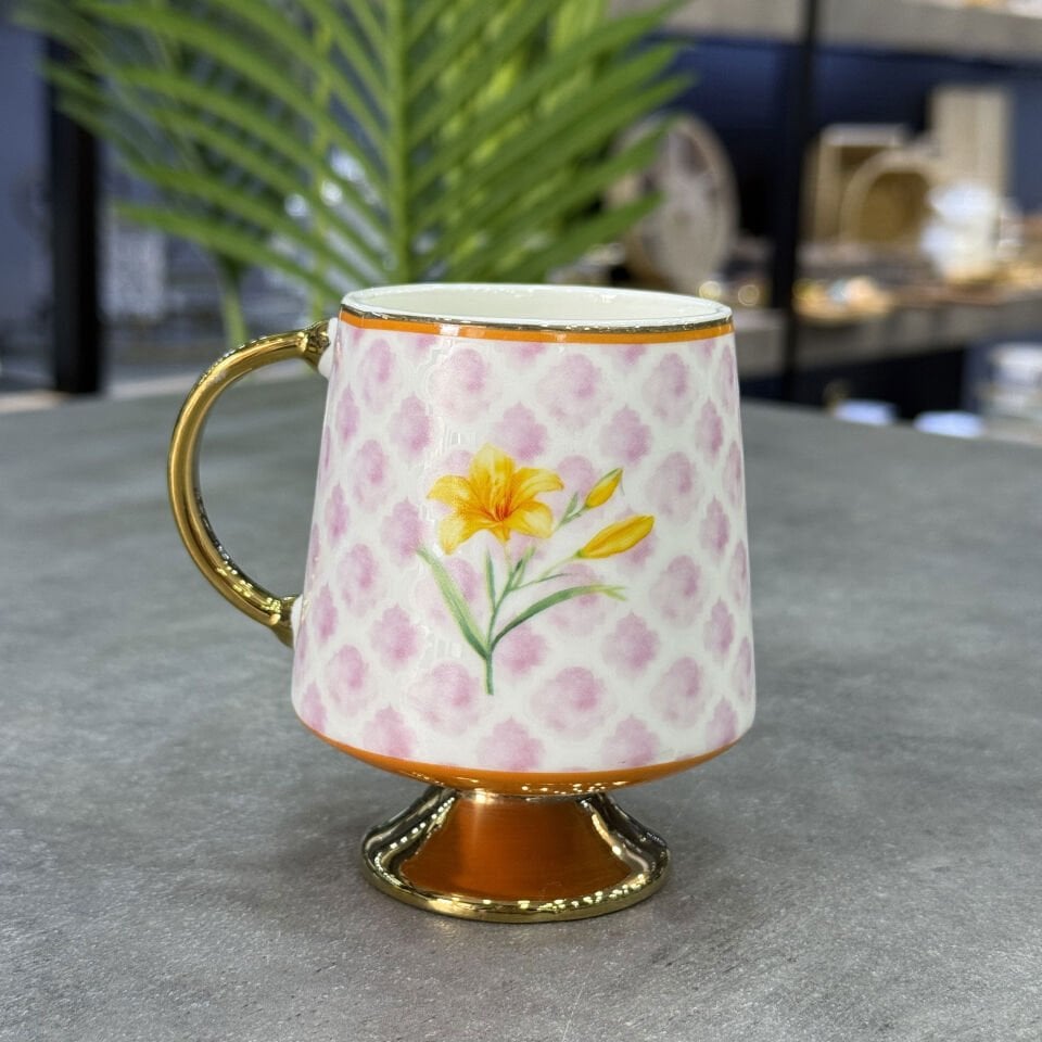 Lüx Porselen Vintage Seraphina Kupa Sarı