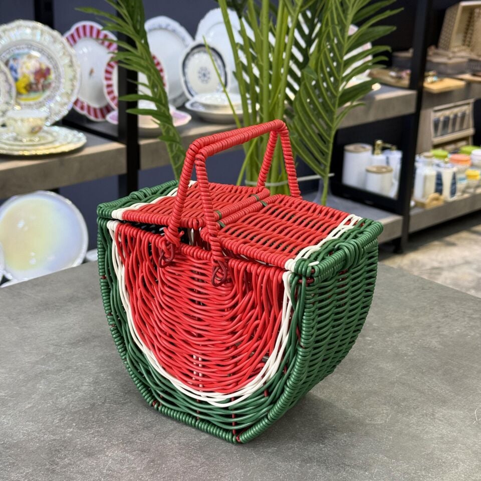 Kulplu Rattan Mini Karpuz Sepet