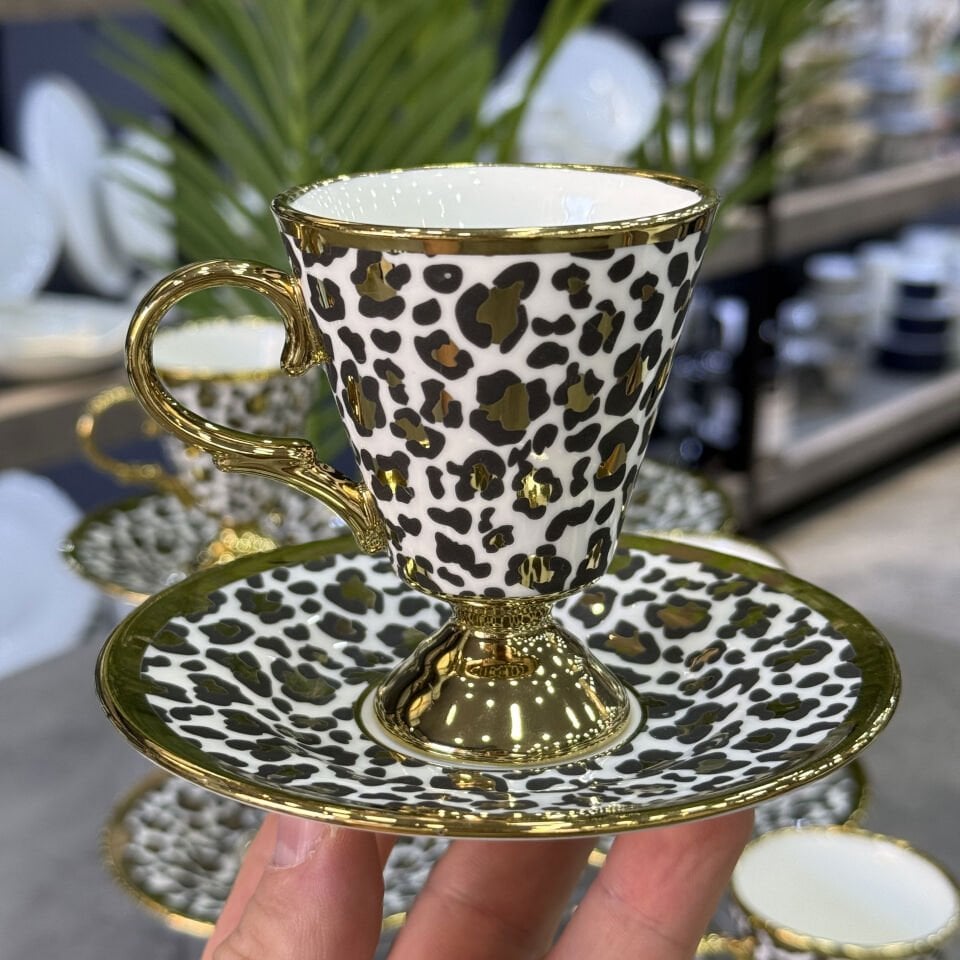 Leopar 6 Lı Porselen Fincan Takımı Beyaz