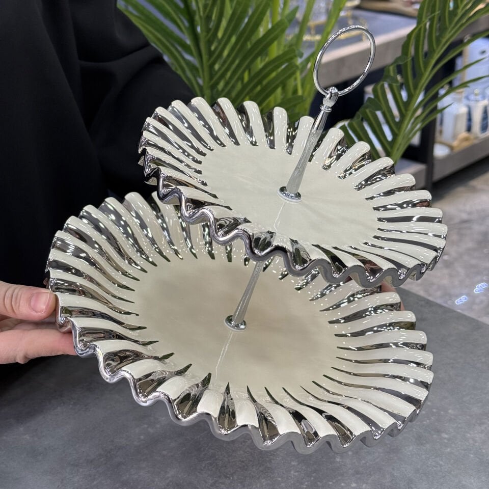 Lüx Alba Silver 2 Katlı Servis Sunum
