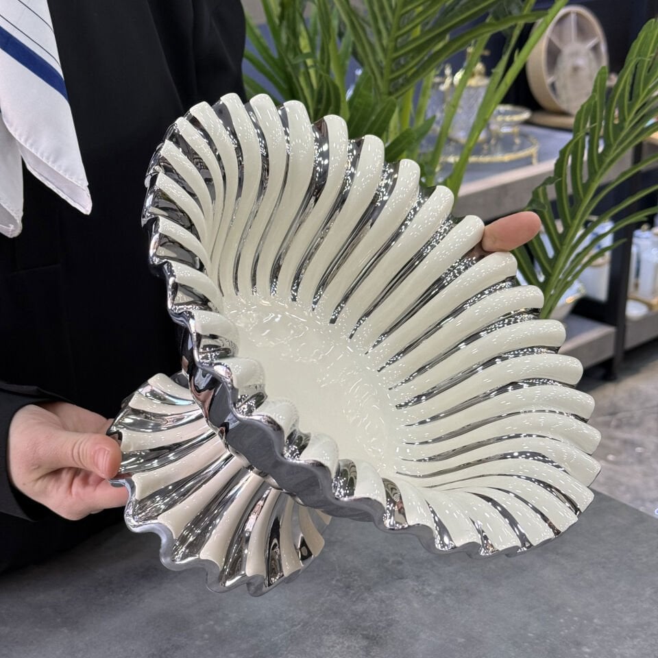 Lüx Alba Silver Derin Ayaklı Yuvarlak Servis