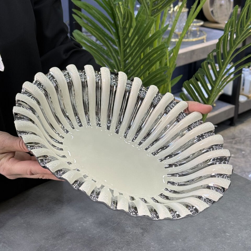 Lüx AlbA Silver Oval Sunum Tabağı