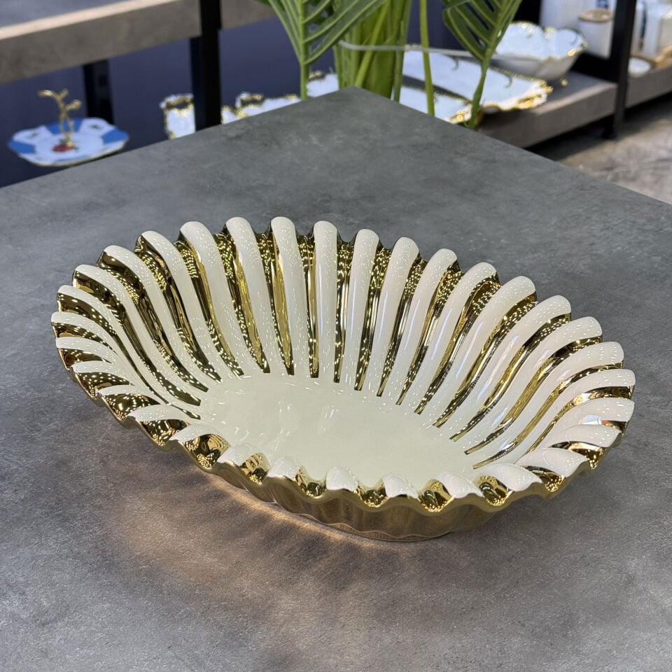 Lüx AlbA Gold Oval Sunum Tabağı