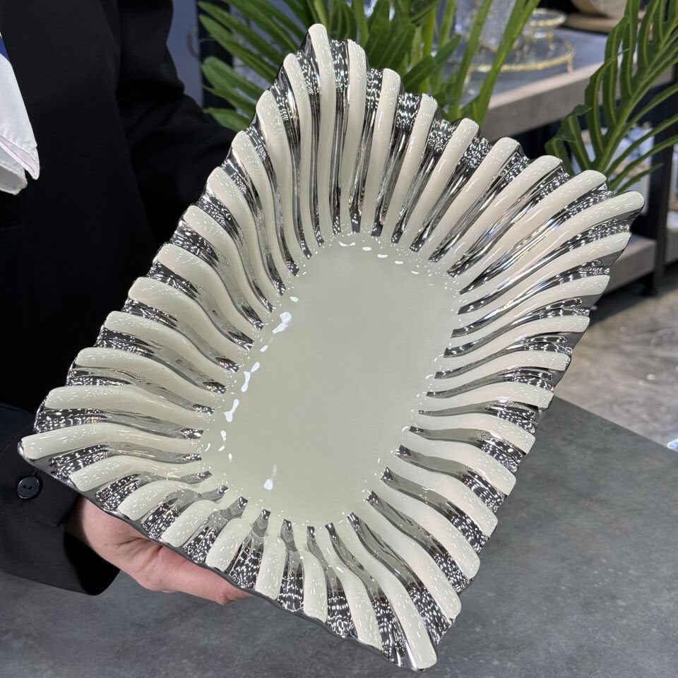 Lüx Alba Silver Dikdörtgen Sunum Tabağı