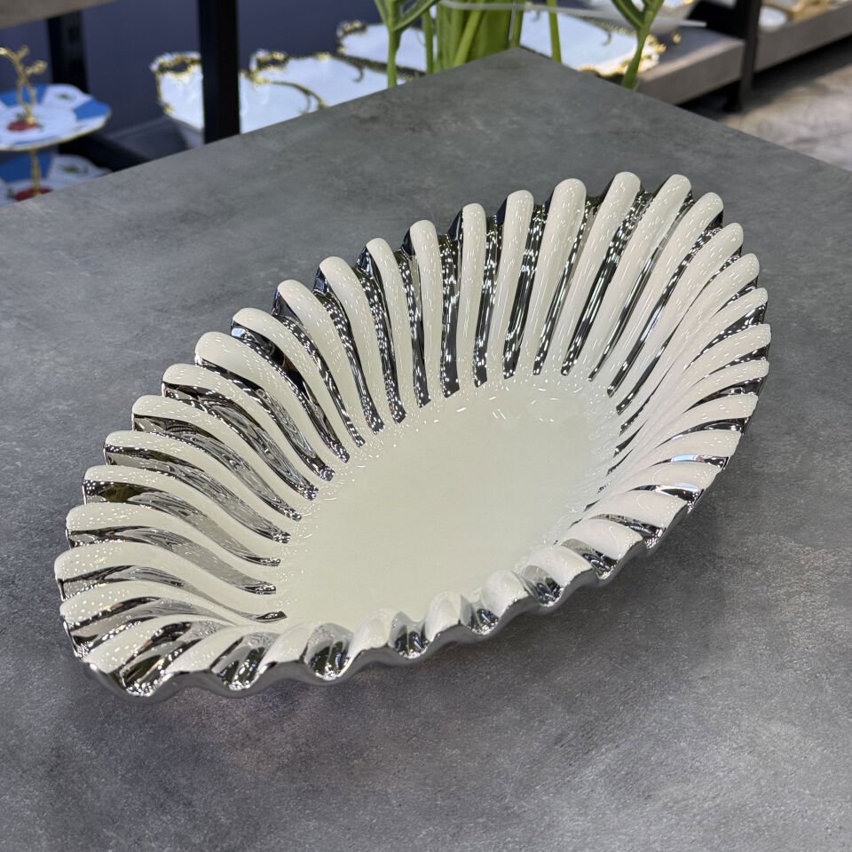 Lüx Alba Silver Oval Sunum Tabağı