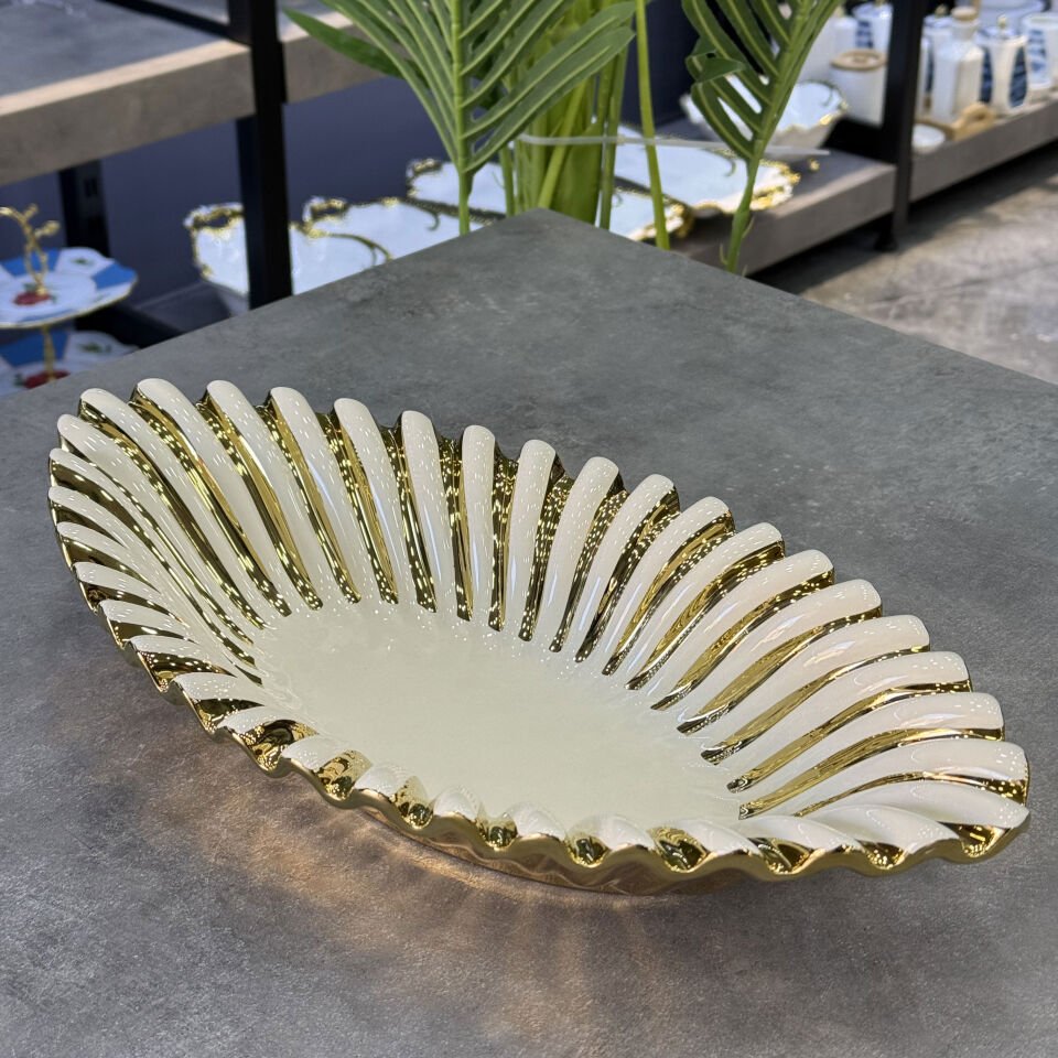 Lüx Alba Gold Oval Sunum Tabağı