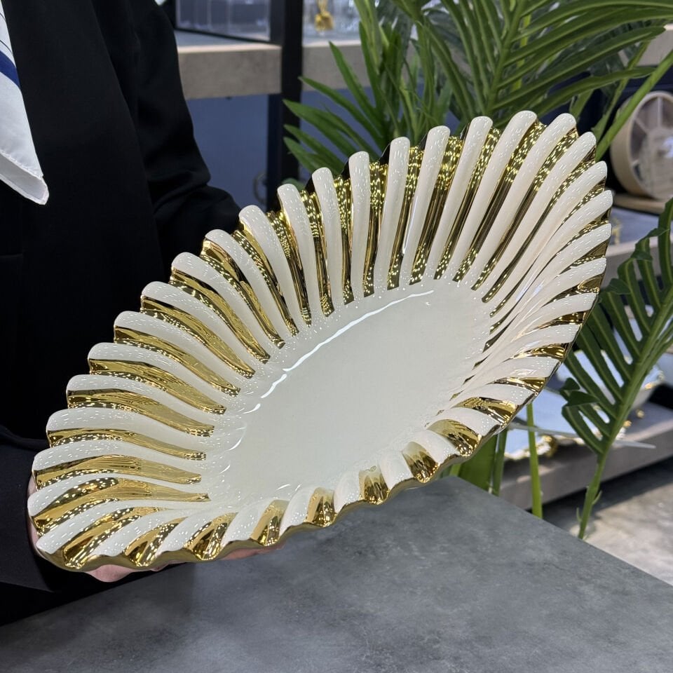 Lüx Alba Gold Oval Sunum Tabağı