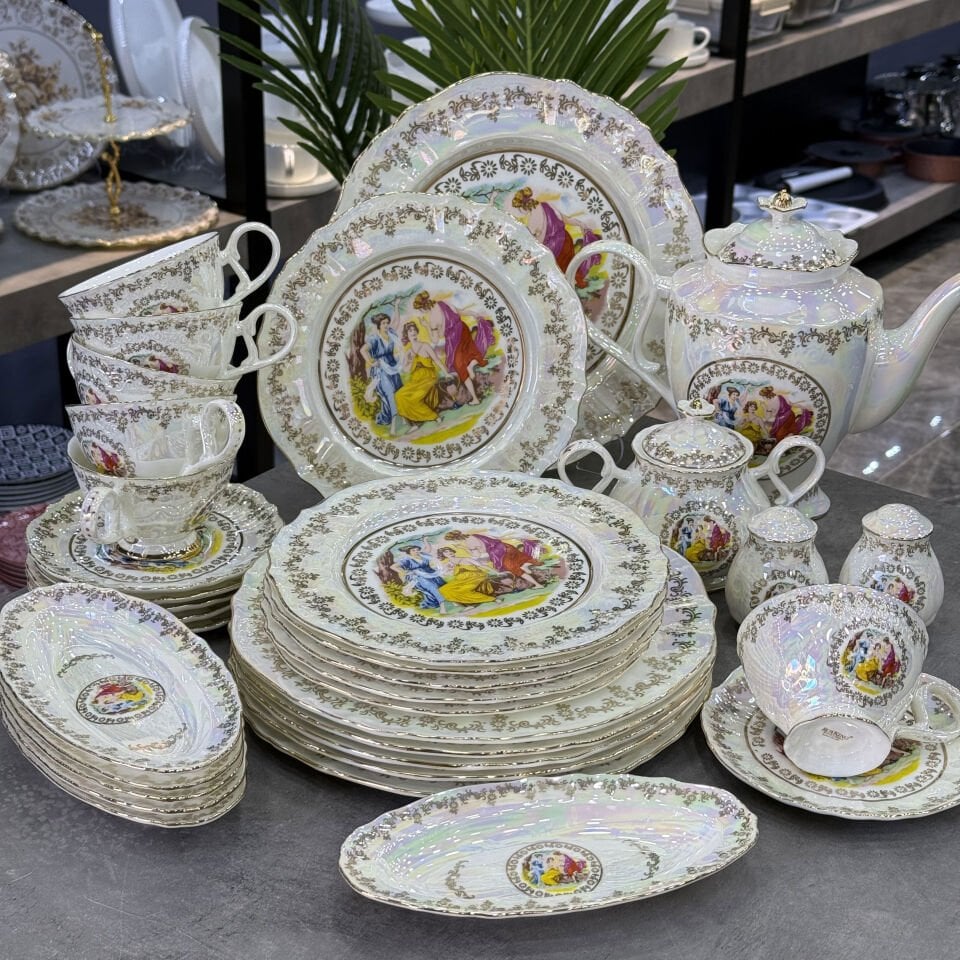 Bone China Porselen Geraldine Lüx 36 Parça Kahvaltı Takımı