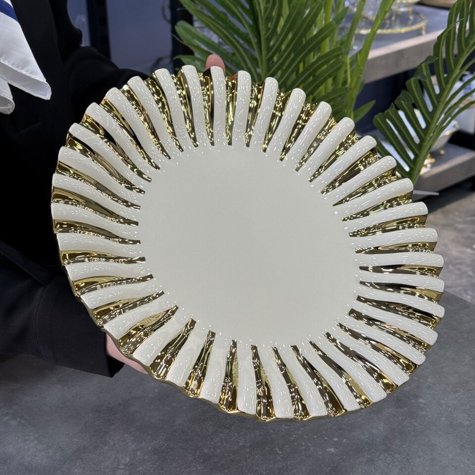 Lüx Alba Yuvarlak Düz  Gold Servis