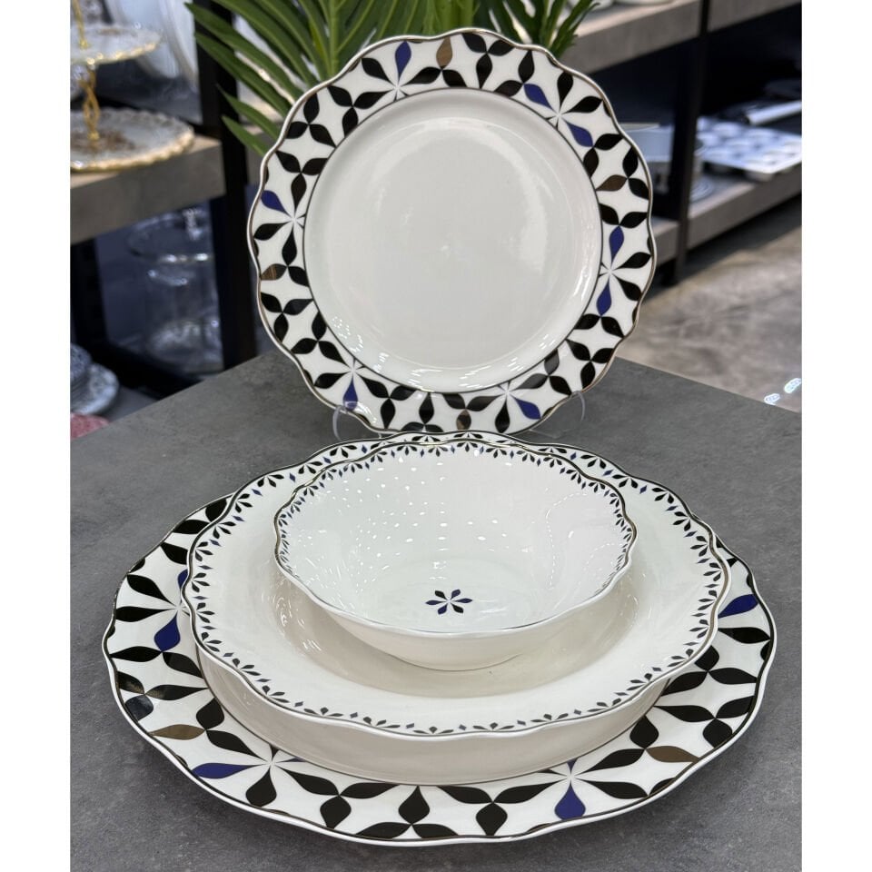 Lorenzo 24 Parça Silver Porselen Yemek Takımı