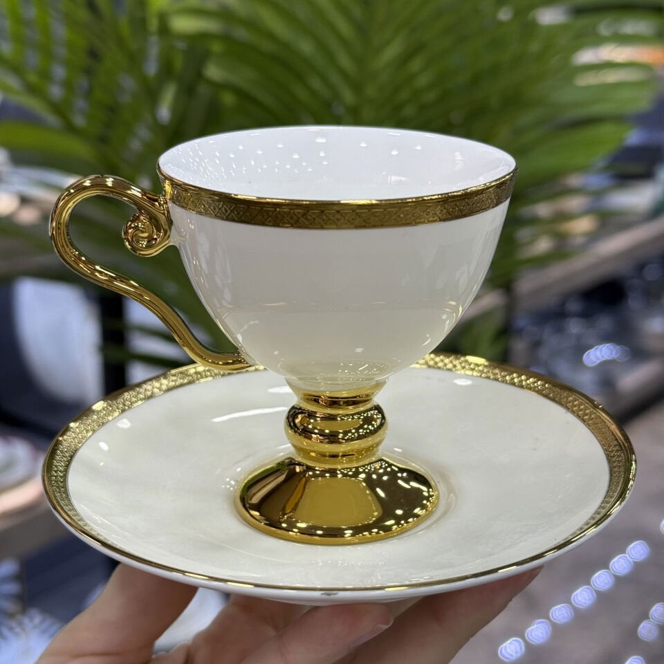Thelma Gold 6 Lı Kahve Fincan Takımı Cream