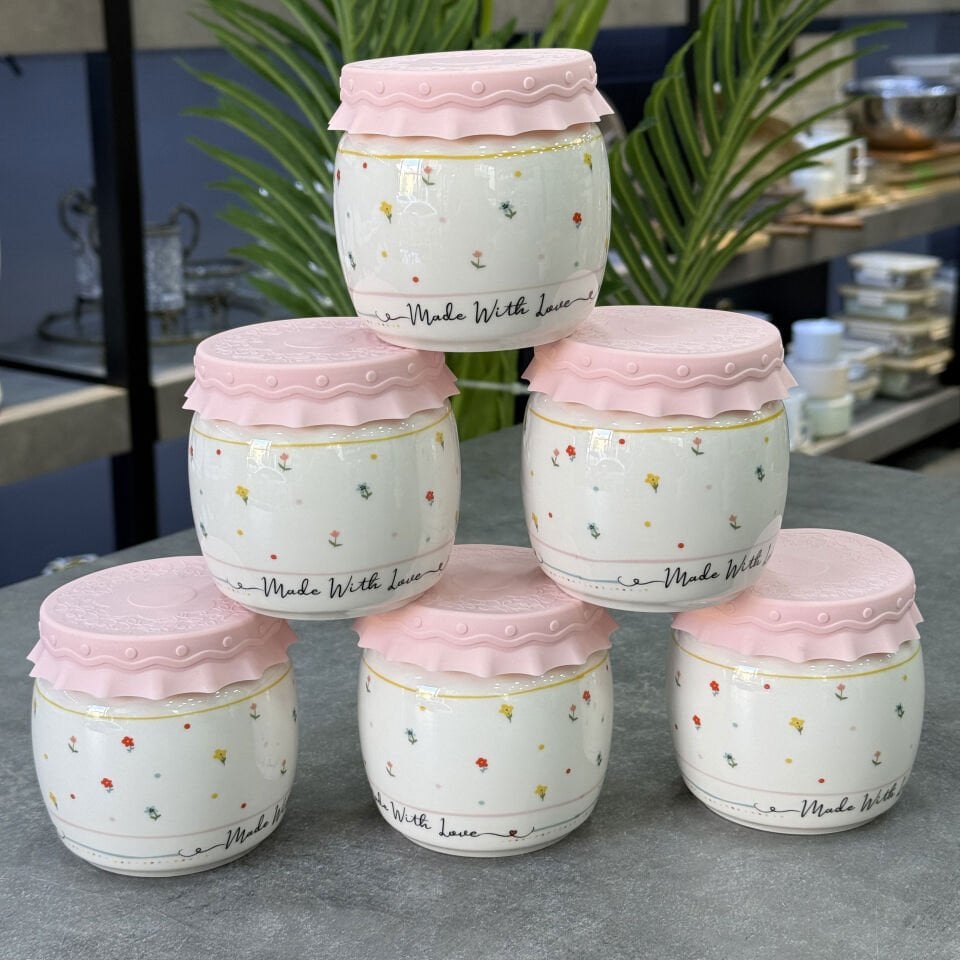 Silikon Kapaklı Porselen 300 ML 6 Lı Kahvaltılık & Kavanoz