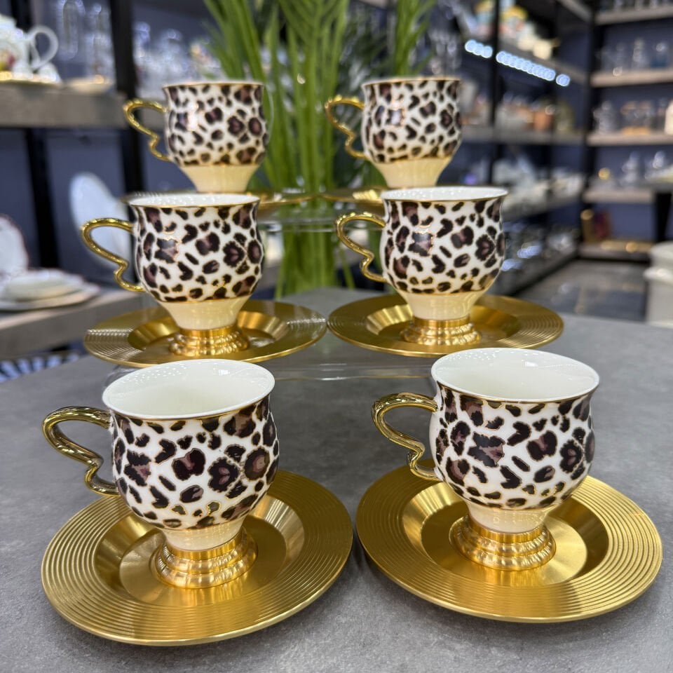 Ortigia 6 Lı Kahve Fincan Takımı Leopar