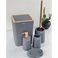 Lüx Akrilik Roma Model Kırılmaz 5 Parça Banyo Seti Gri
