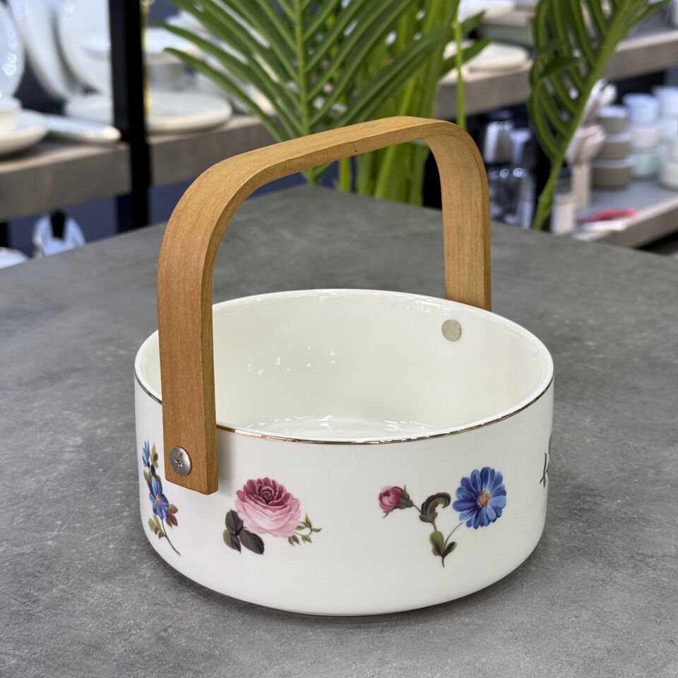 Seri Sonu Leandra Lüx Porselen Bambu Askılı Kase 16 Cm