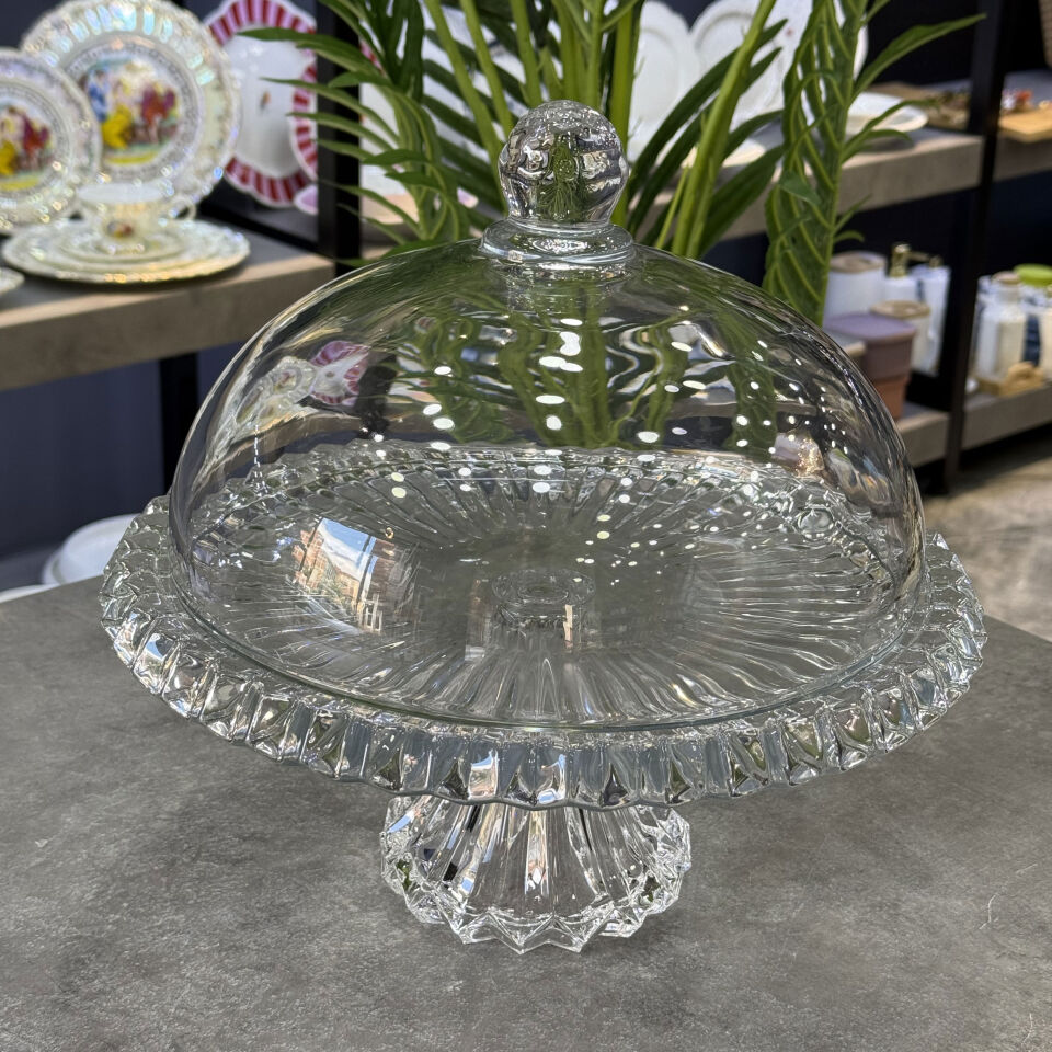 Lüx Fine Kristal Cam Kek Fanus 32 Cm