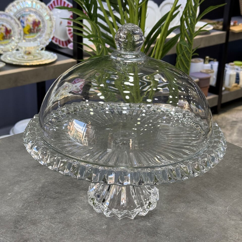Lüx Fine Kristal Cam Kek Fanus 32 Cm