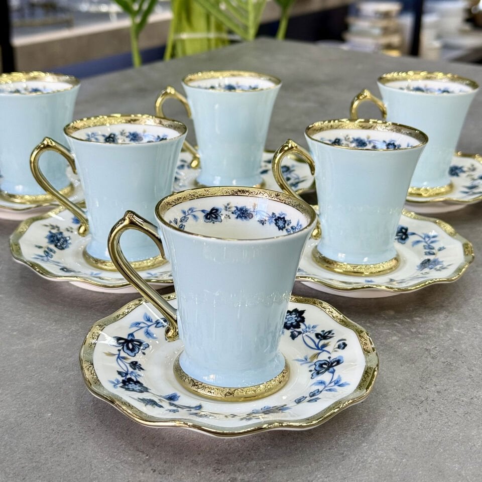 Delphine Lüx Porselen 6 Lı Fincan Takımı Mavi