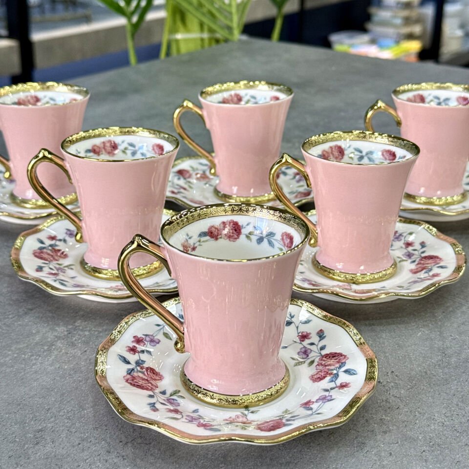 Delphine Lüx Porselen 6 Lı Fincan Takımı Pembe