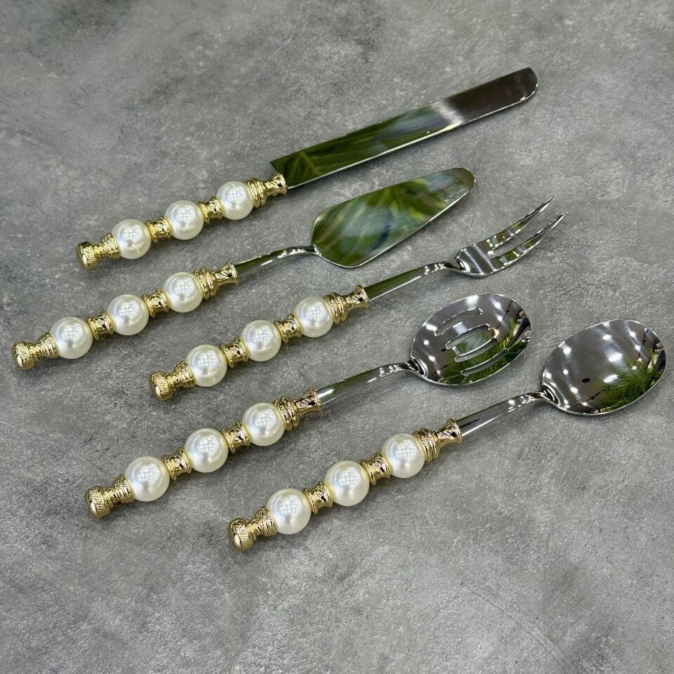 Sedefli Pearl 5 Parça Servis Seti Gold