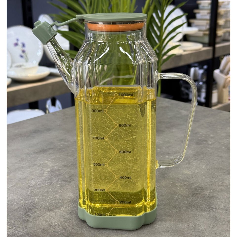 Lüx Borosilikat Cam Silikon Kapaklı Yağlık 1000 Ml BEYAZ