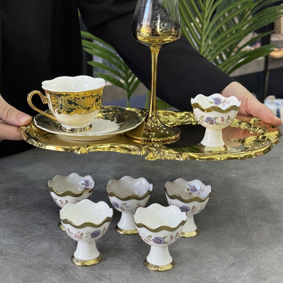 Lüx Bone China 6 Lı Mini İkram Kasesi Mor