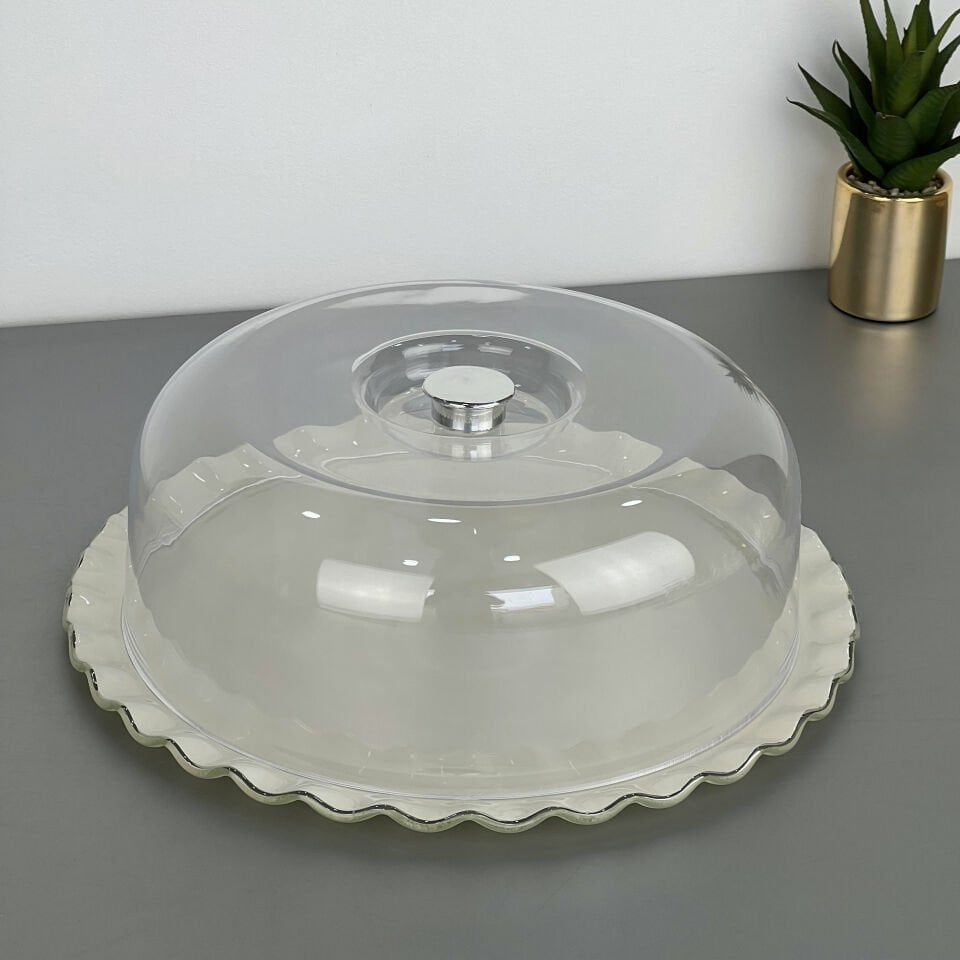 Solid Krem 6 Lı 31 Cm Kek Fanusu Platin