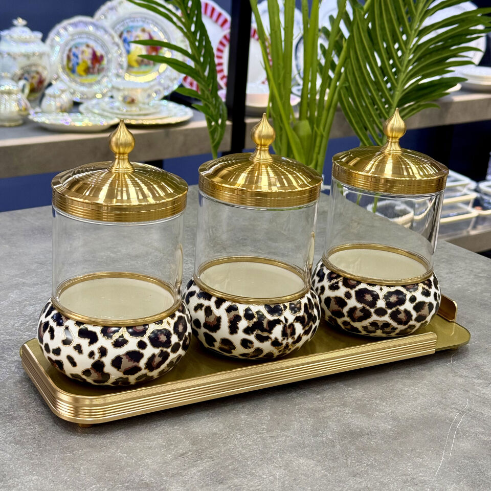 Avangarde Leopar Desenli 4 Lü Baharat Takımı