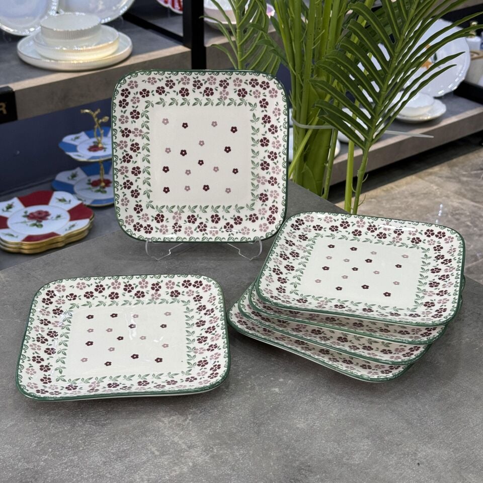 Luıse Porselen Kare Tabak Flower ( Adet Olarak Satılmaktadır)