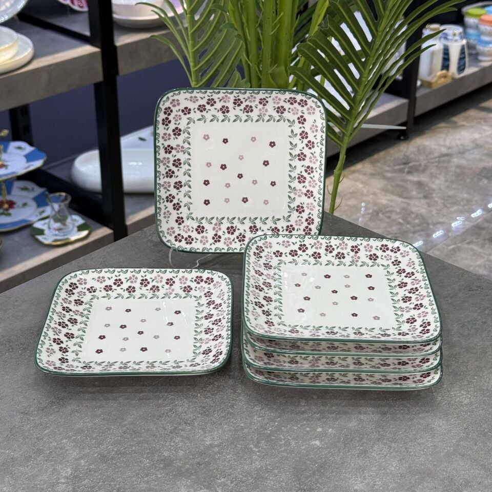 Luıse Porselen Kare Tabak Flower ( Adet Olarak Satılmaktadır)