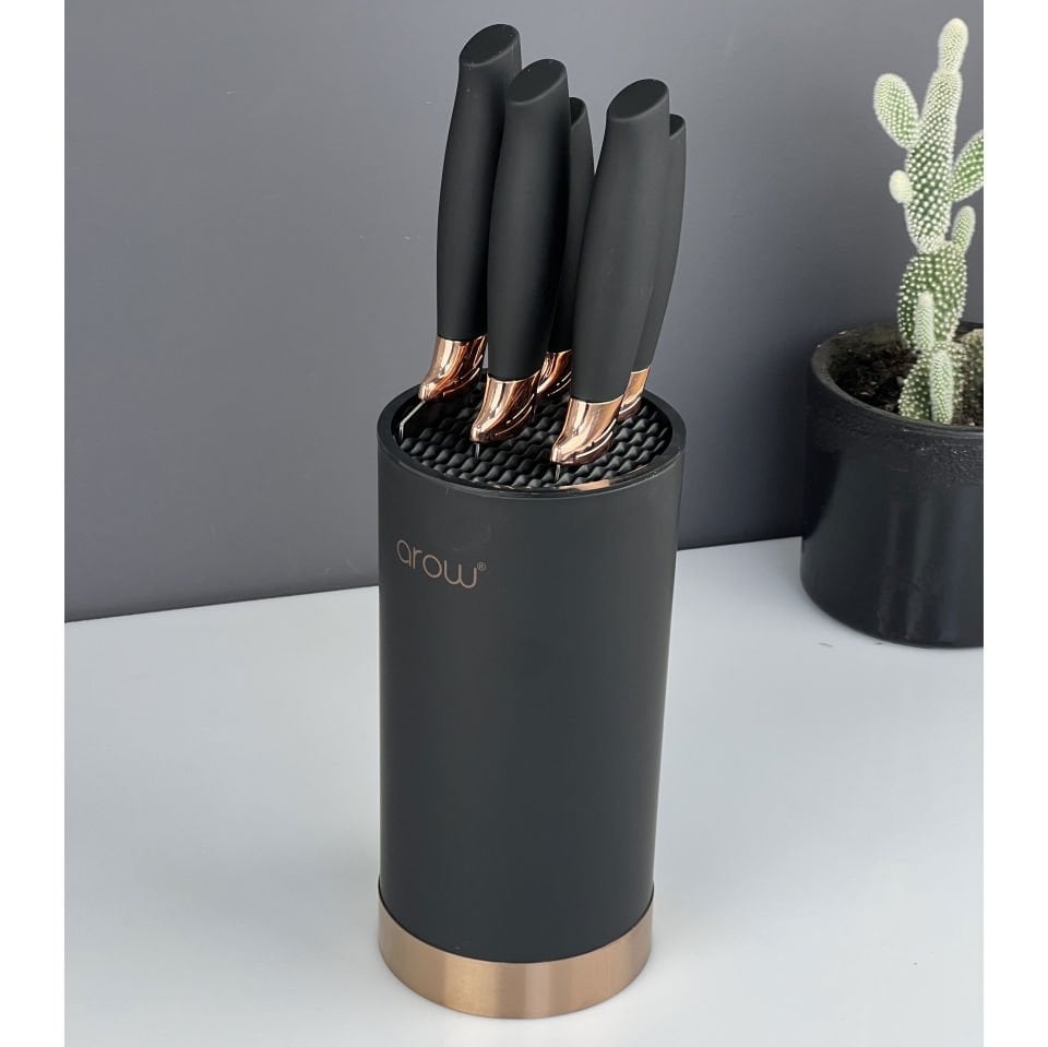 Lüx Siyah Bronz 5 Li Standlı Bıçak Seti