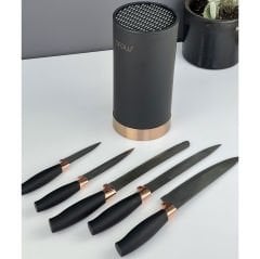 Lüx Siyah Bronz 5 Li Standlı Bıçak Seti