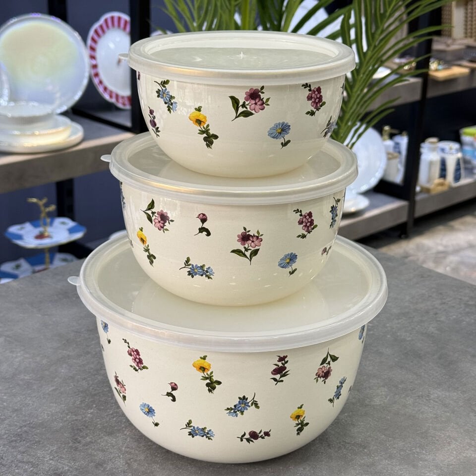 Petit Fleur Emaye 3 Lü Saklama Kabı