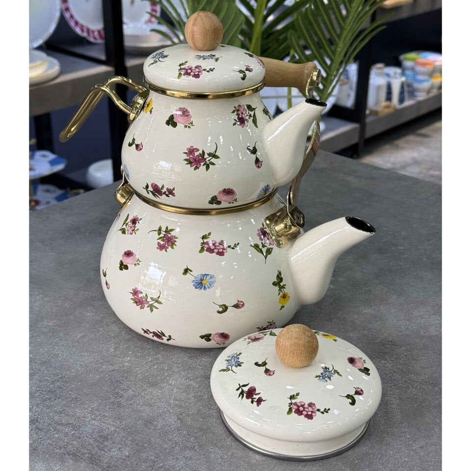 Petit Fleur Emaye Çaydanlık Takımı