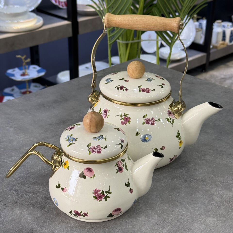 Petit Fleur Emaye Çaydanlık Takımı